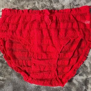 RED Plus size Lace panties, Puffed Lace, pocket Lace, Lolita Panties